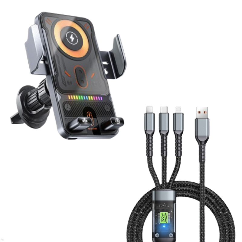 🔥HOT SALE 49% OFF🎁⚡Over 50K sold! 📱Smart 2-in-1 Car Rotating Mobile Phone Holder & Wireless Charger⚡