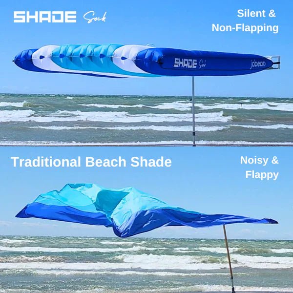 ShadeSock Wind-Inflated Beach Shade Canopy | Silent, Self-Adjusting, UPF 50+ Sun Shelter for 4 People | 8x10 ft | Anti-Flap Design